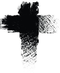 Textured Religion Cross . Christian cross . Vector cross with rough edges