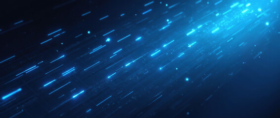 Fototapeta premium Futuristic abstract design with glowing blue lines and flying energy, creating a high-tech, magical ambiance.