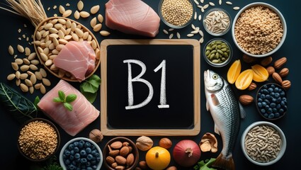 Vitamin B1 (Thiamine) Foods Flat Lay: A Stylish and Nutritious Display