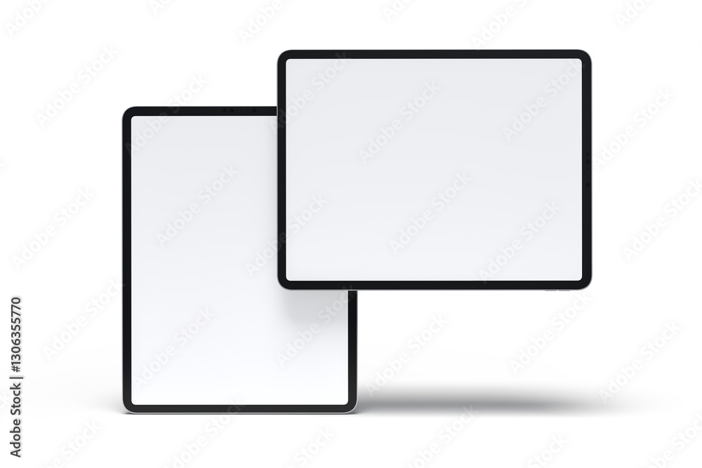 Fototapete 3d realistic modern tablet digital device mockup front view with blank screen and shadow isolated on