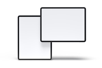 Fototapeta premium 3D Realistic modern tablet digital device mockup front view with blank screen and shadow isolated on background. Technology empty display template for ui, ux, app and website presentation