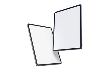 3D Realistic modern tablet digital device mockup front view with blank screen and shadow isolated on background. Technology empty display template for ui, ux, app and website presentation