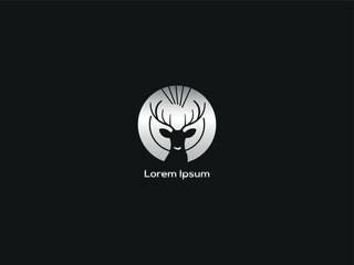 Deer Stag Logo for Business Identity. Deer Icon On a White Circle and Black Background