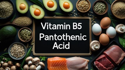 Vitamin B5 (Pantothenic Acid) Foods Flat Lay: A Nutritious and Aesthetic Display