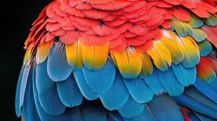 Fototapeta premium Close up of colorful bird plumage showing detailed feather textures