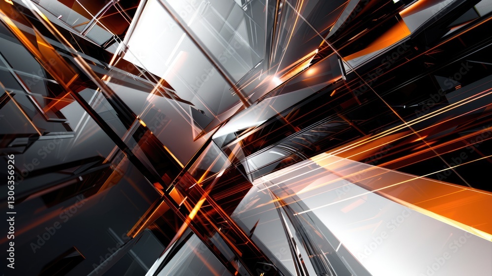 Poster this dynamic abstract image features sharp lines and beams of light, creating a sense of motion and 