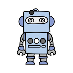 混乱する青くて四角いロボット