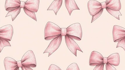 Seamless pattern with pink bows in coquette aesthetic 4