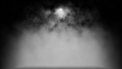 thick layer of fog blankets the ground, shrouding the space in mystery. faint light breaks through, adding to the eerie ambiance of the scene at twilight, enhancing the dramatic effect. 3d render