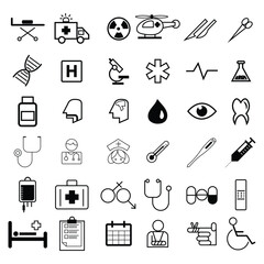 Medicine And Healthcare Icon Set. pill icon set. Medicament and pharmaceutical symbol. medical design element.