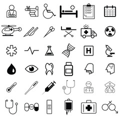 Medicine And Healthcare Icon Set. pill icon set. Medicament and pharmaceutical symbol. medical design element.