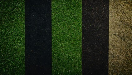 Striped artificial grass field