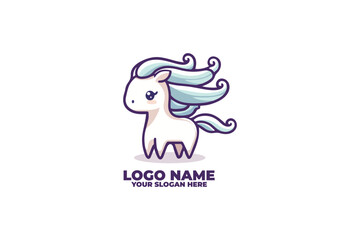 cute horse with flowing mane and tail Logo