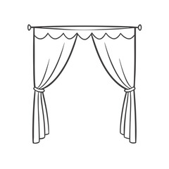 Black and white outline of elegant window curtains