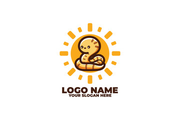 chibi style snake with a sun Logo