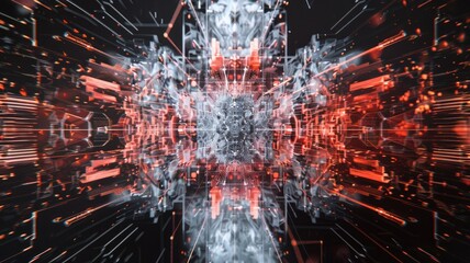 Explore a captivating abstract representation of artificial intelligence data trends, showcasing dynamic patterns and vibrant colors in a futuristic digital environment.