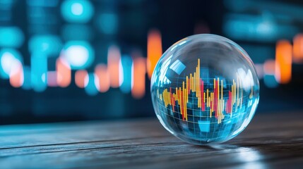 Glass ball with business chart illustrating libor rate impact on finance and economy concepts