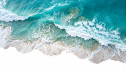  top view of  ocean waves crashing isolated on transparent background