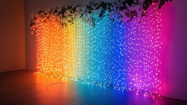 Vibrant LED lights creating a stunning color gradient display, ideal for home decor and event lighting