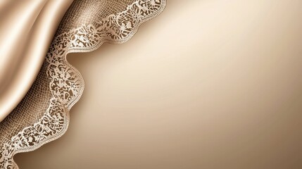 Fototapeta premium Seamless delicate golden lace swirls on soft ivory silk, refined bridal luxury pattern, high-end romantic elegance, sophisticated aristocratic ornamental beauty