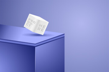 3D product background Purple edge of minimal table. Illustration display for cosmetic or beauty product