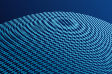 Fototapeta premium Globe Perspective line square pattern abstract background with copy space over gradient blue. Optical line illusion