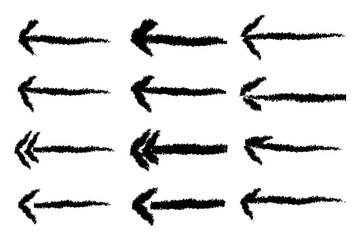 black hand drawn arrows icon set. Grunge arrows collection, Set of different grunge brush arrows, watercolor doodle arrow stock vector. grunge arrow brush hand drawn arrow isolated on white background