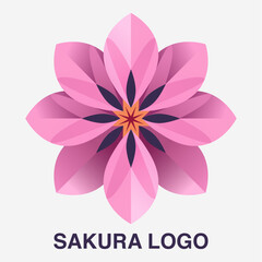 Sakura flower logo, vector graphic