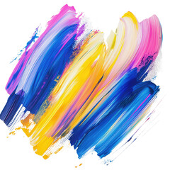 Vibrant and Colorful Abstract Background with Dynamic Brush Strokes in Vivid Blue, Yellow, Pink, and White Perfect for Creative Projects and Eye-Catching Designs