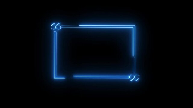 neon rectangle box with quotation marks animation. Rectangle doodle frames with quote.