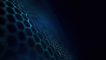 futuristic glowing hexagonal mesh with fluid waves in dark blue tones, ideal for technology background, ai visualization, sci-fi design

