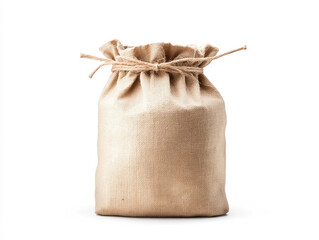 Trendy a brown sack with a rope tied to it with retro shapes and bold gradients, perfect for modern...