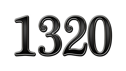 black metal 3d design of number 1320 on white background.