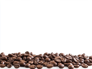 Trendy a pile of coffee beans on a white background with graffiti shapes and vibrant hues, perfect...