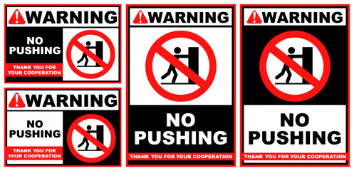 Set Collections no pushing warning sign template design vector illustration