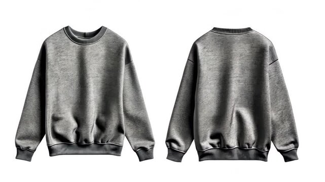 A gray sweatshirt displayed from the front and back, isolated on a white background. The classic, long-sleeved design provides ample space for text or logos, perfect for customization or branding