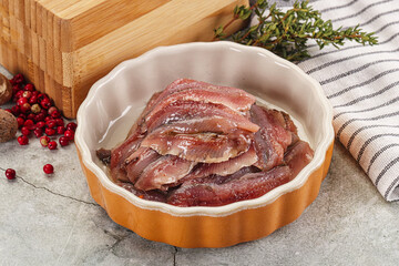 Anchvy canned fish fillet preserve