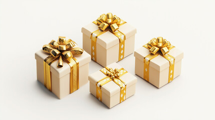 Obraz premium a realistic plastic figurine of the gifts boxes, isolated on white background