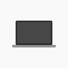 Laptop, flat digital device collage element vector