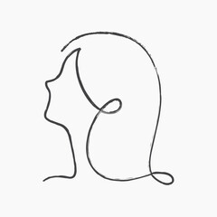 Woman's head, minimal line art illustration vector