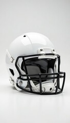 Naklejka premium Modern football helmet, pristine white backdrop, impact, equipment, safety