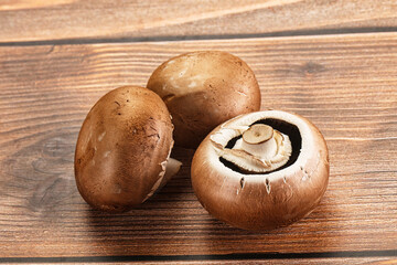 Raw brown champignon for cooking