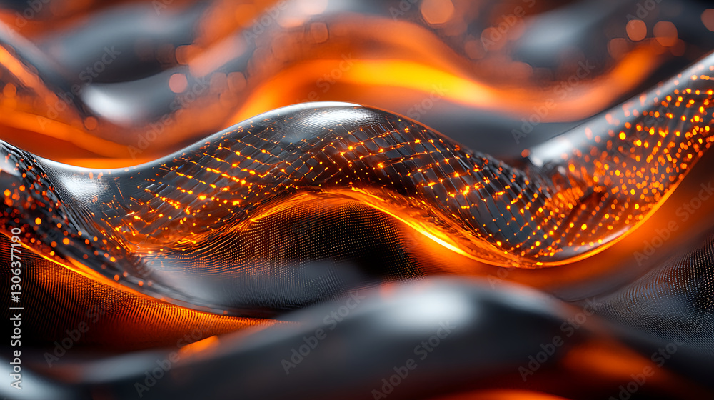 Poster dynamic flow of glowing data patterns abstract digital environment 3d visualization tech concept