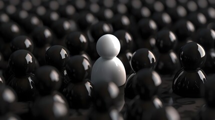 Leadership Through Contrast A White Figure Illustrating Inspiring Influence in a Monochrome Formation