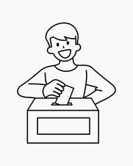 Man voting doodle collage element vector