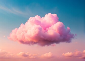 Fototapeta premium Pink Cloud Floating in Pastel Sky