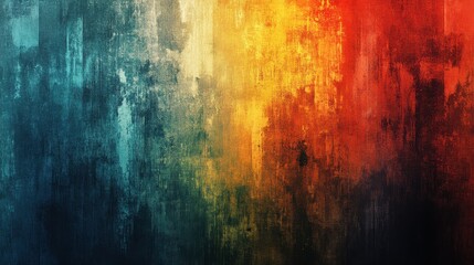 Vibrant abstract painting with bold colorful brush strokes in blue and red hues