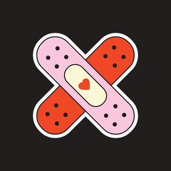 X cross bandage, love collage element vector