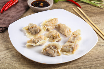 Asian steamed dumplings with meat