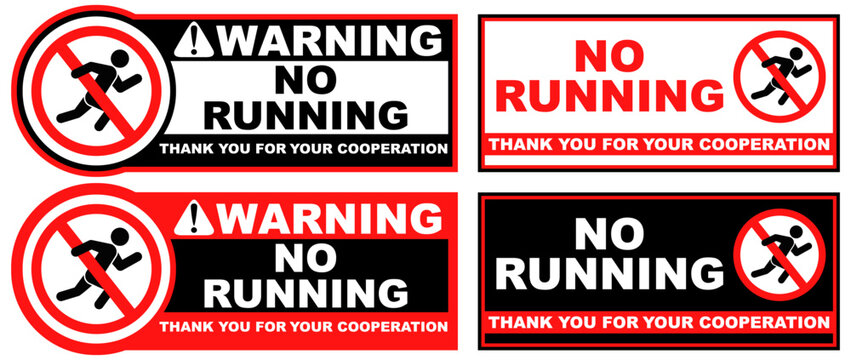 set collections no running prohibited sign symbol design label template vector illustration